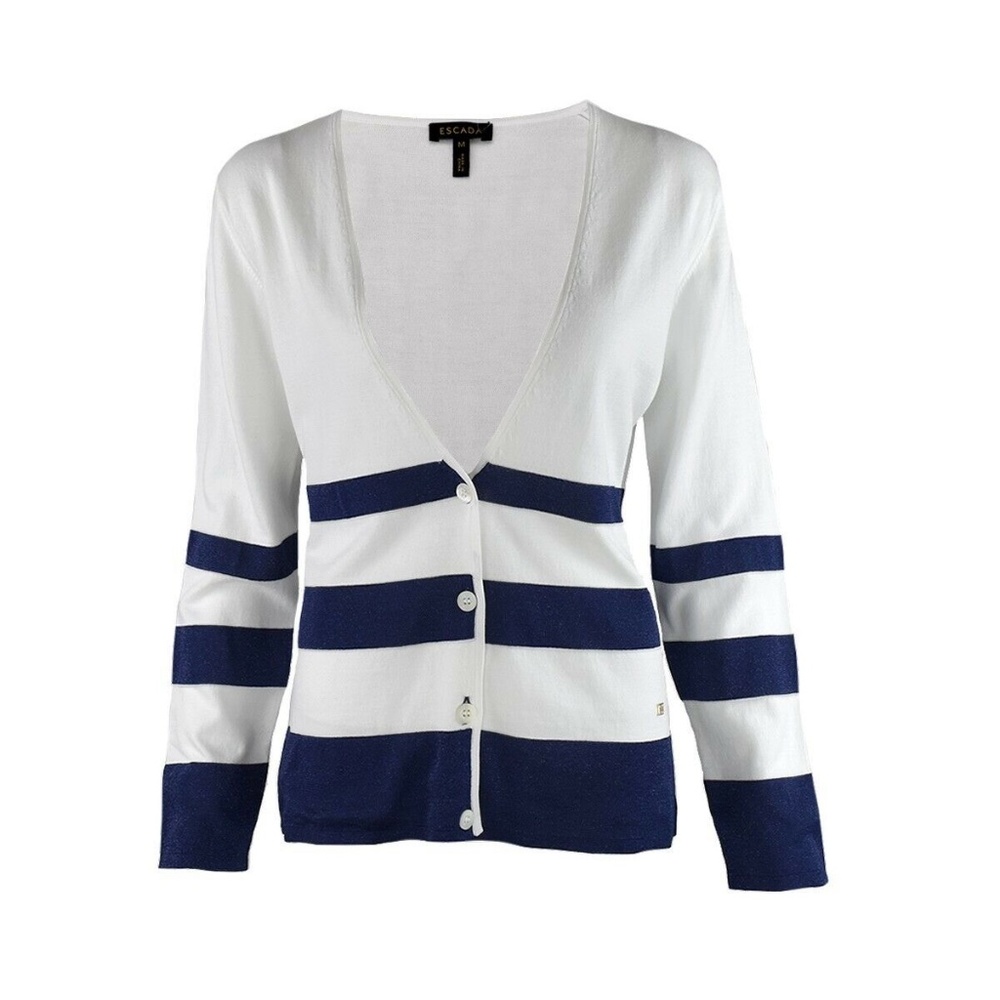 ESCADA Cardigan Striped Lightweight Sweater - Picture 1 of 6